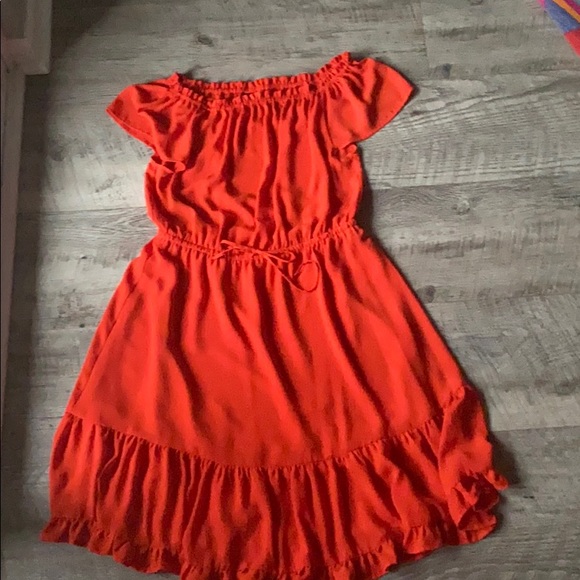 MOSSIMO Orange-Red Off Shoulder Tie Waist Midi - Picture 4 of 8